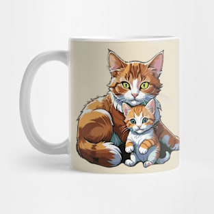 Family Harmony: Mother Cat and Kitten Mug